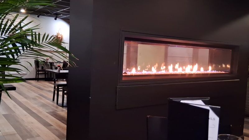 Cozy Fireplace Dining Atmosphere