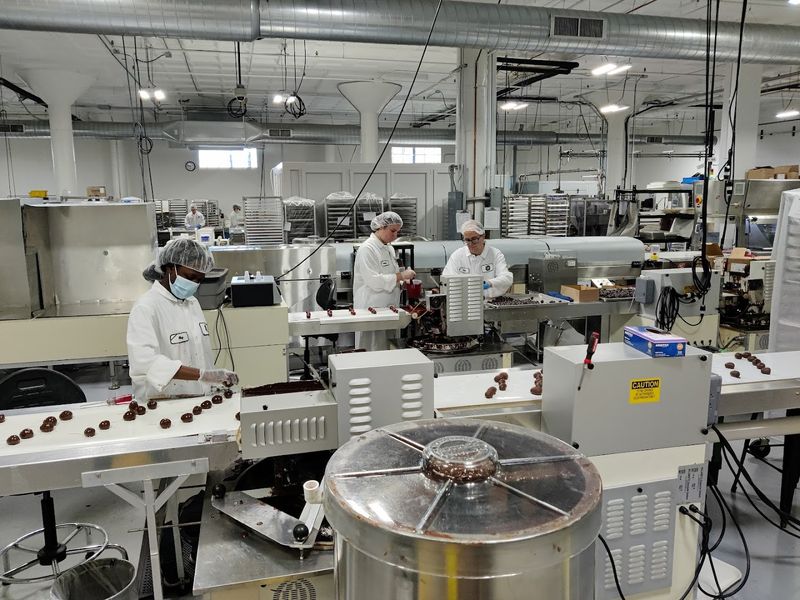 Watching The Chocolate Enrobers Do Their Mesmerizing Thing