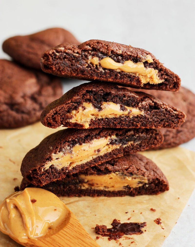 Peanut Butter-Stuffed Chocolate Cookies