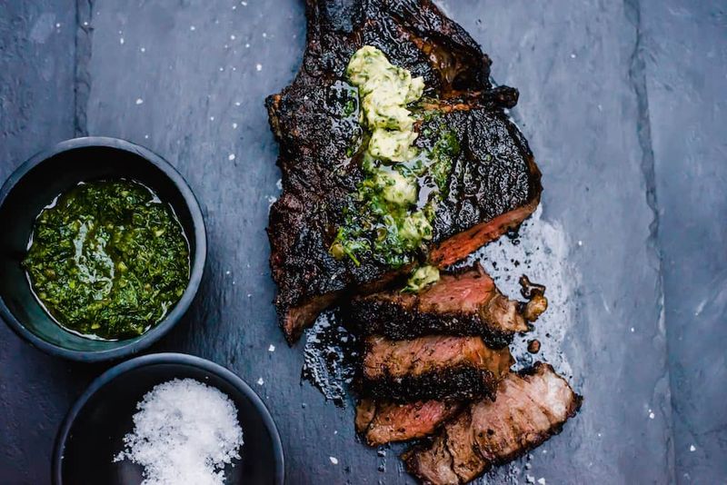 Grilled Steak with Chimichurri Butter