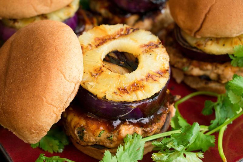 Grilled Pineapple Burgers with Teriyaki Glaze