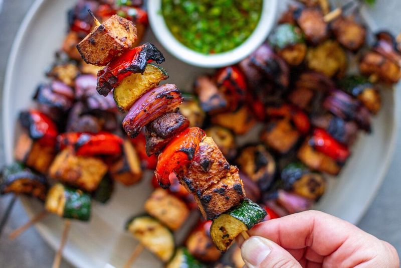 Charred Vegetable Skewers with Chimichurri