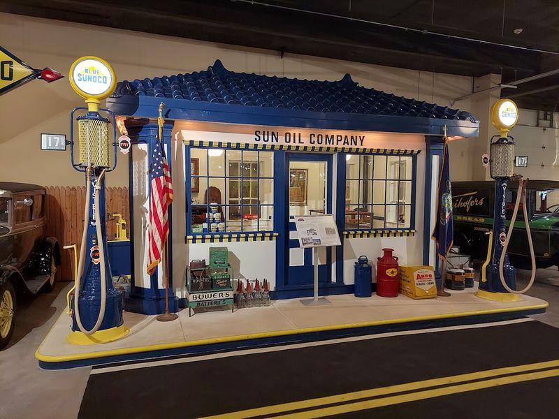 An Early Sun Oil Gas Station on the Museum Floor