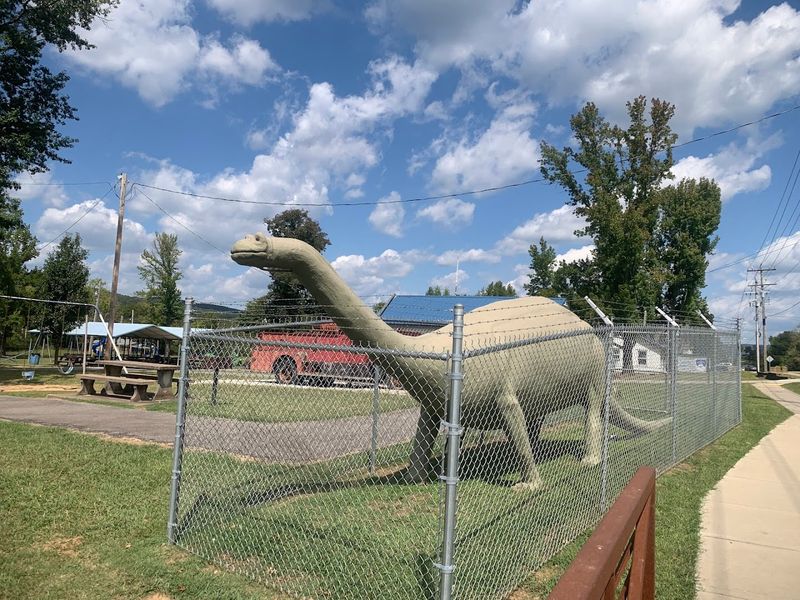 Walking Among Giant Dinosaur Statues