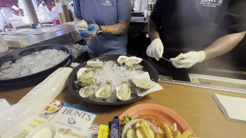 Hunt's Oyster Bar & Seafood: Shuckers At Lightning Speed Hunt's Oyster Bar & Seafood: Shuckers At Lightning Speed