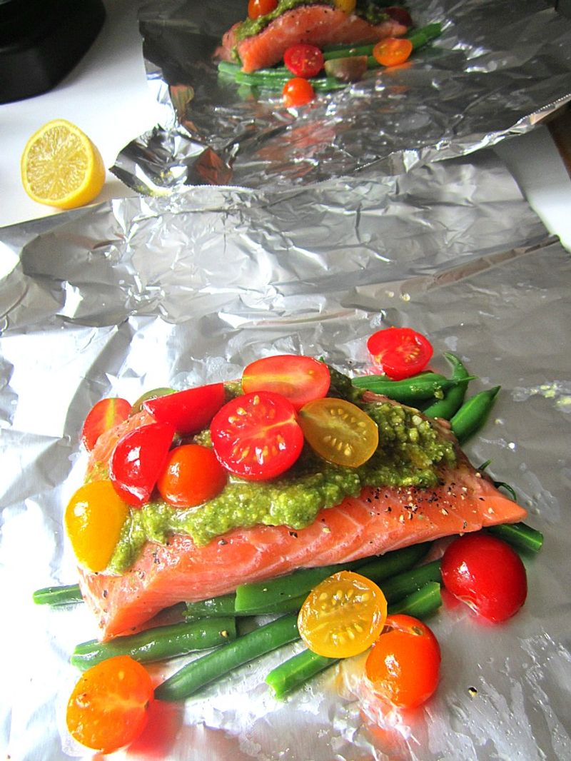 Pesto Salmon Foil Packets