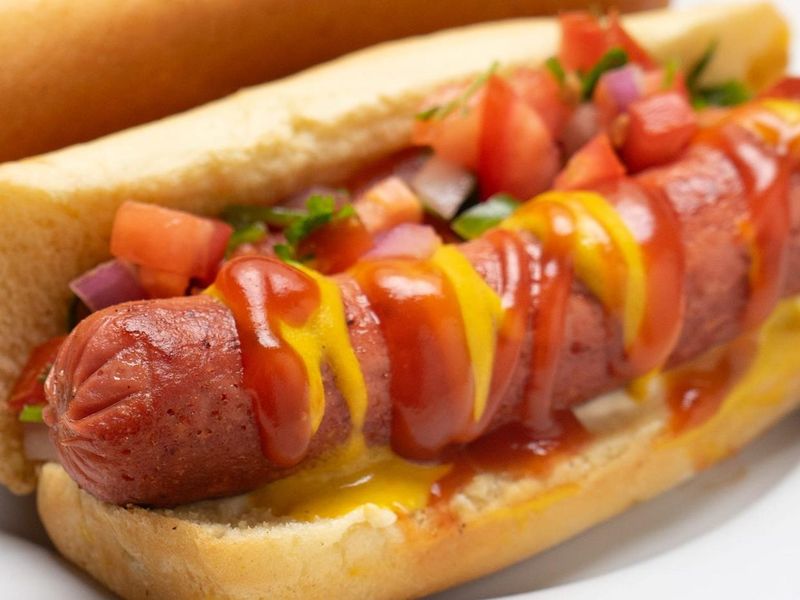 Hot Dogs In Buns With Plain Ketchup