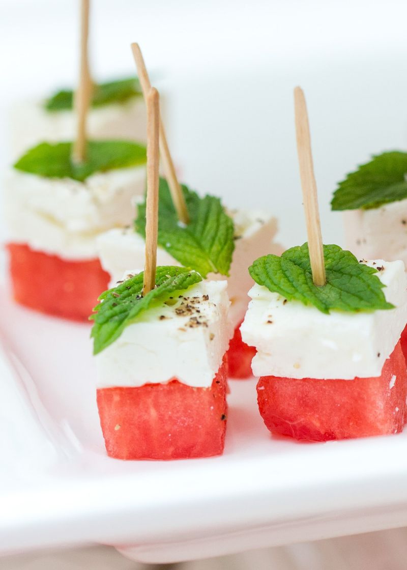 Watermelon Feta Mint Skewers