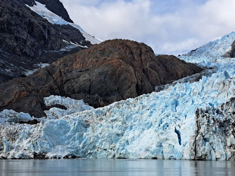 Kayak Among Icebergs Near Columbia Glacier 