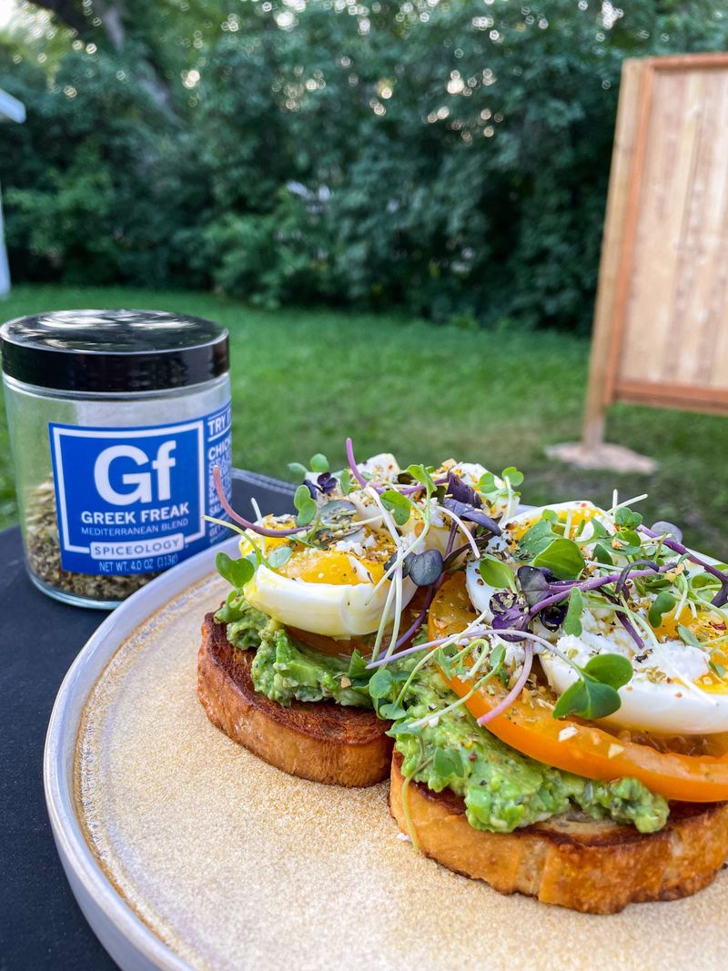 Loaded Avocado Toast With Everything Bagel Seasoning