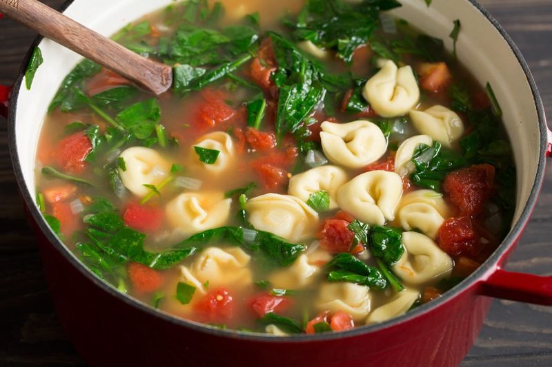 Speedy Tortellini Soup with Spinach