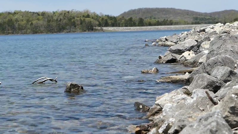 Limestone Bluffs Rising Above The Shore