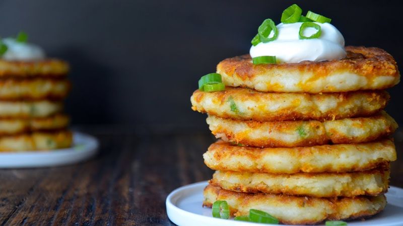 Cheesy Mashed Potato Pancakes