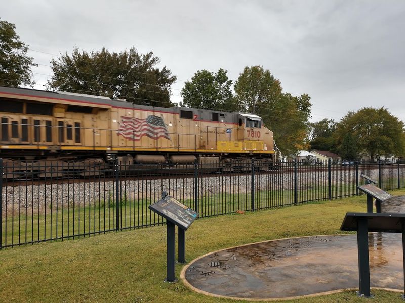 Downtown Park Setting Beside Active Tracks