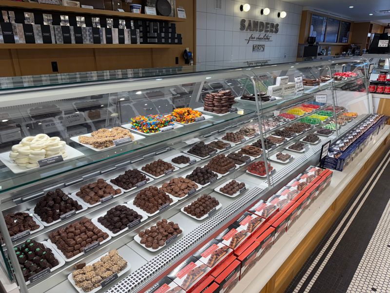 Sanders Bumpy Cake And Hot Fudge Treats