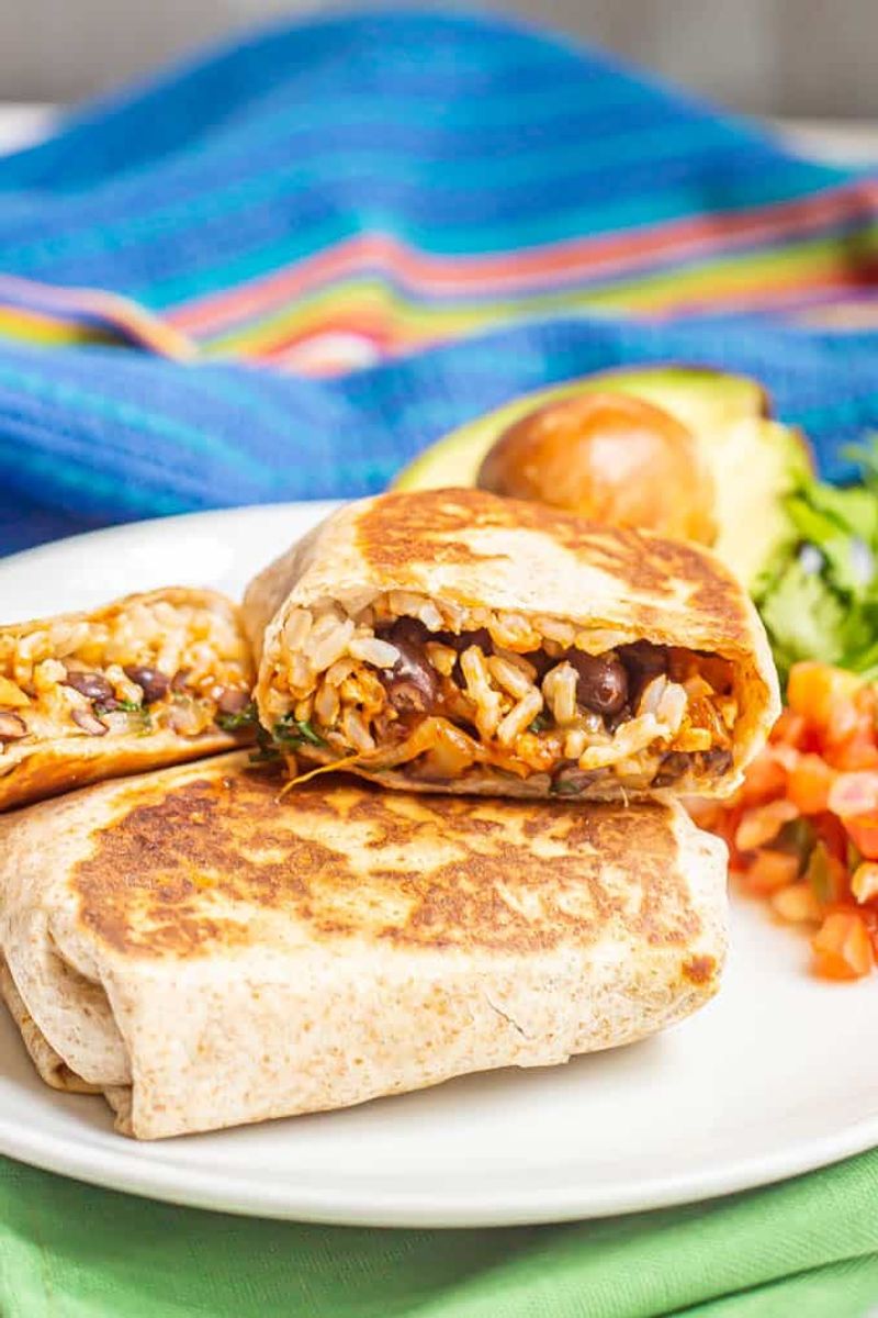 Cheesy Bean and Rice Burritos