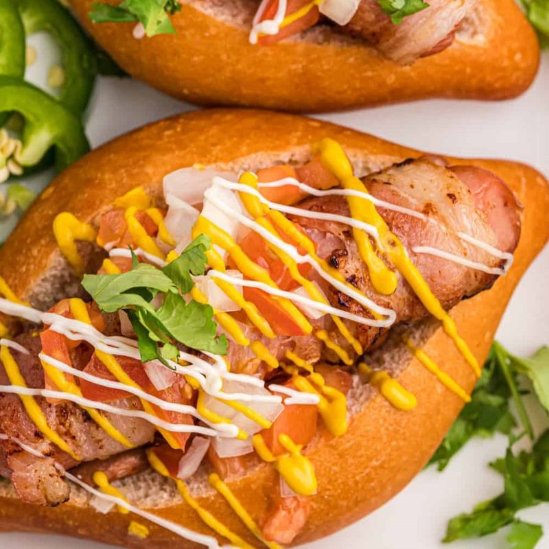 Sonoran Hot Dog with Prickly Pear Ketchup