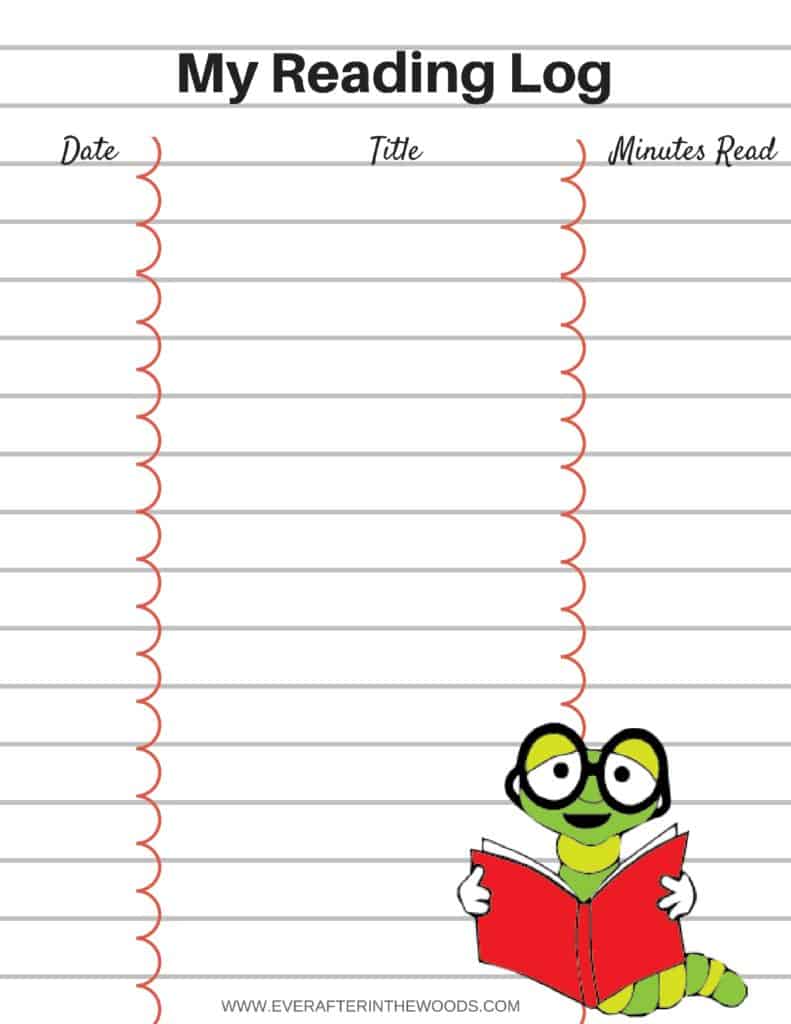 Printable Reading Log for Your Children Ever After in the Woods