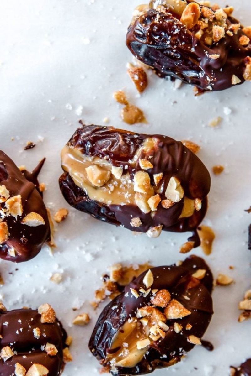 Chocolate-Dipped Peanut Butter Stuffed Dates