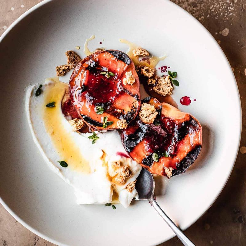 Grilled Peaches with Honey Mascarpone