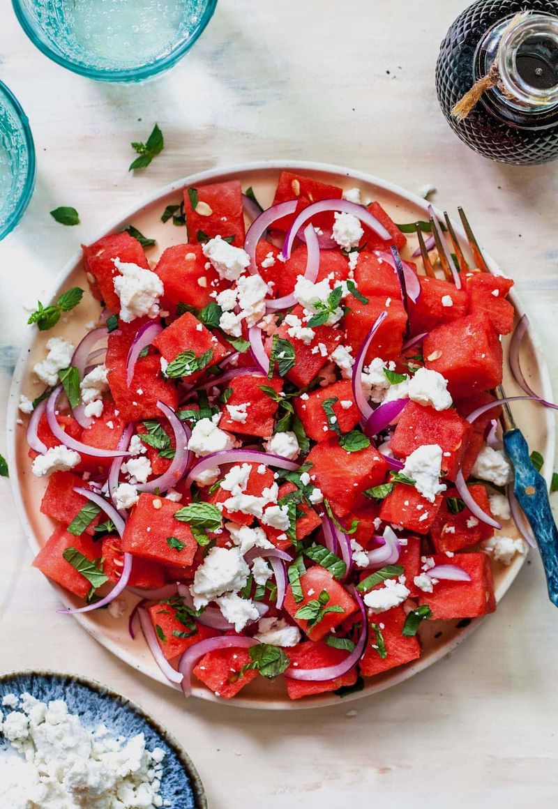 Watermelon Feta Salad With Mint