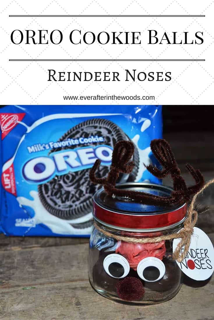 OREO Cookie Ball Reindeer Noses in Mason Jars