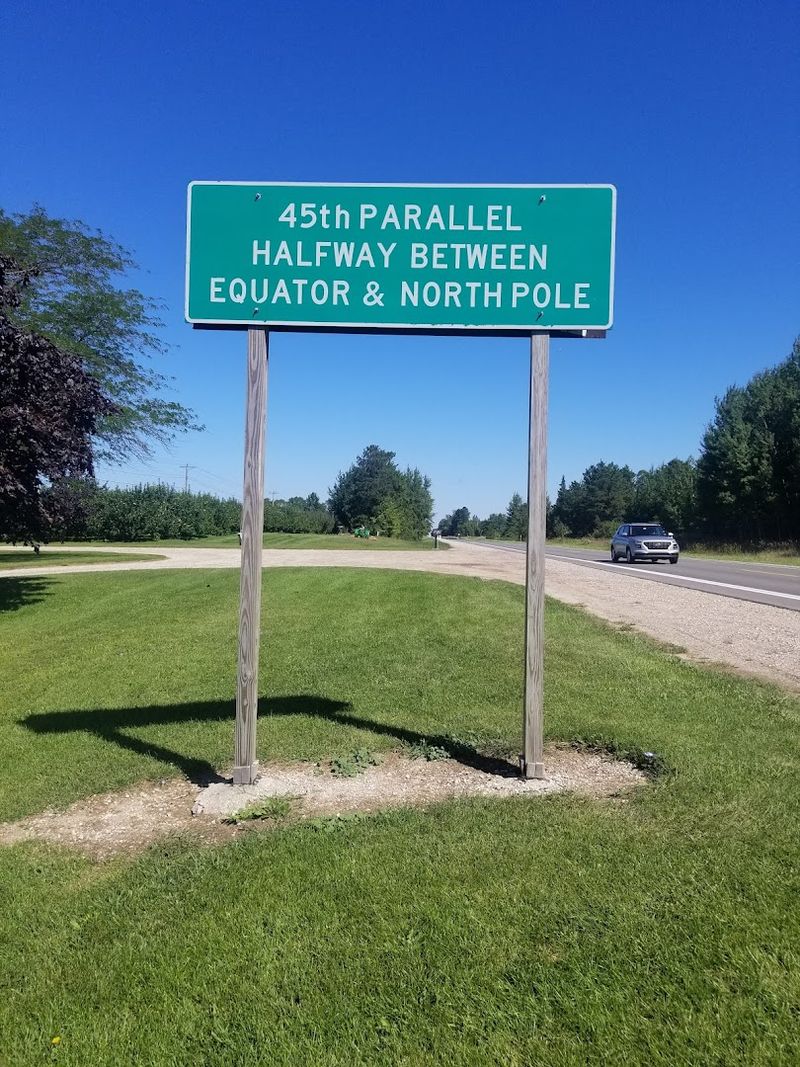 45th Parallel Marker On M-22, Leelanau Peninsula