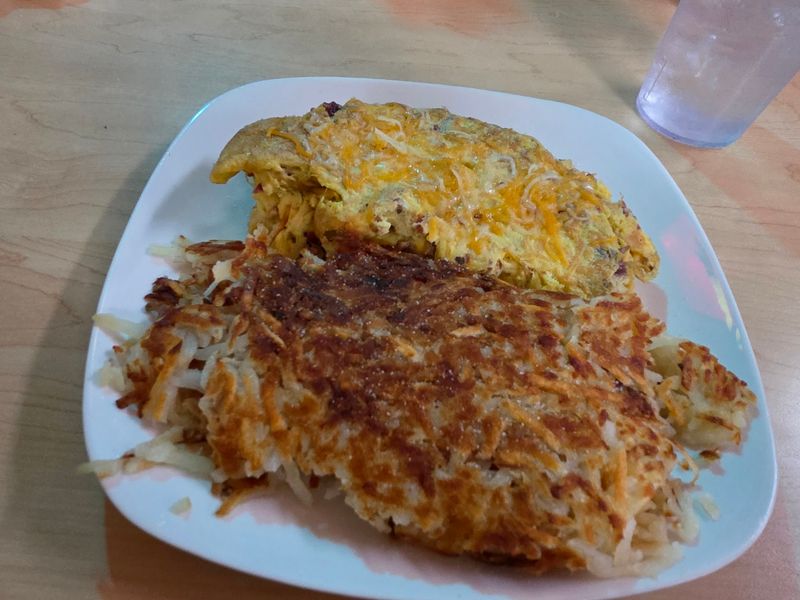 Omelets, Hash Browns, And Biscuits With Gravy