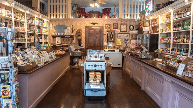 Original Counters and Wooden Shelves