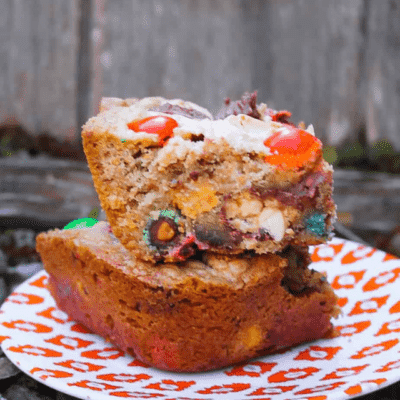 leftover Halloween candy cookie bars