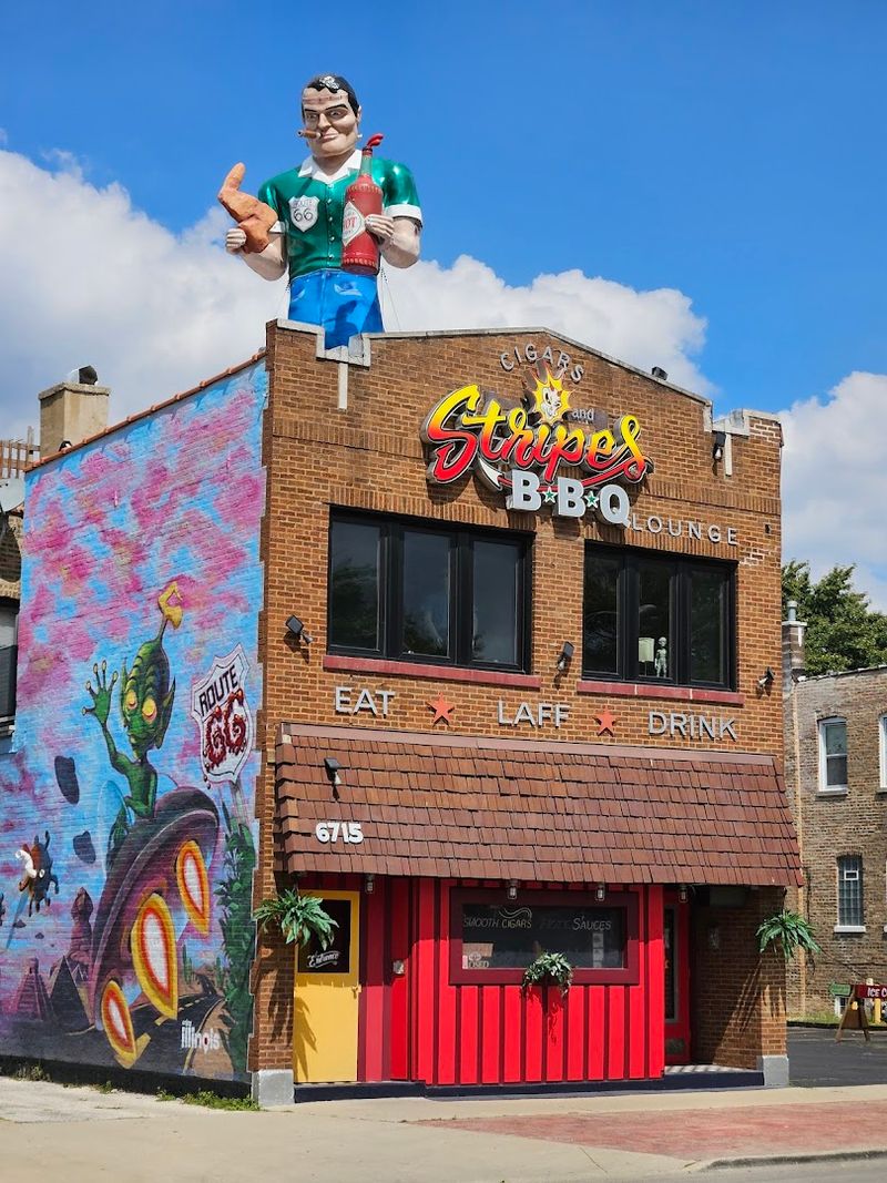 Cigars and Stripes BBQ Lounge Muffler Man, Berwyn