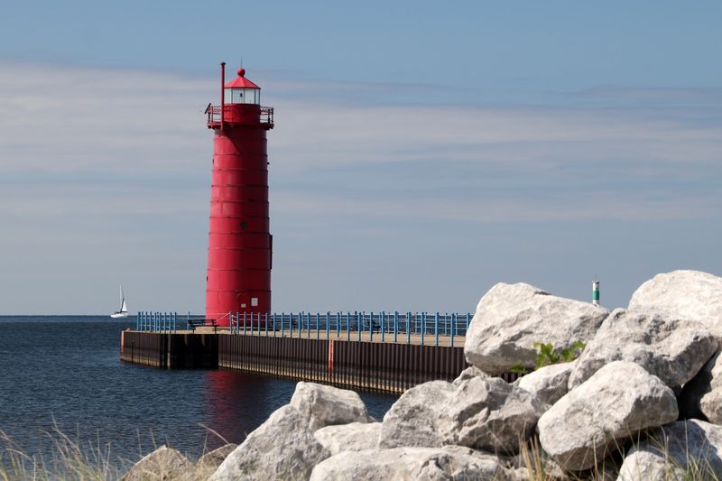 Pere Marquette Park And Muskegon South Pierhead Light