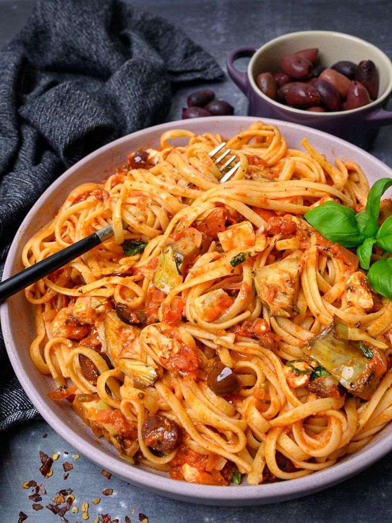 Mediterranean Olive and Feta Pasta