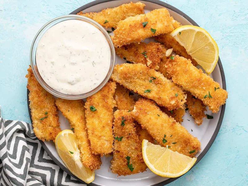 Oven-Baked Fish Sticks with Sweet Potato Fries