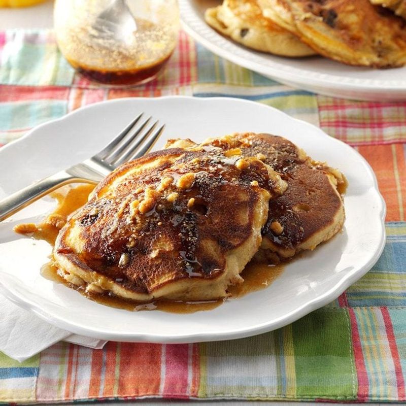Mesquite Flour Pancakes with Bacon Green Chile Syrup