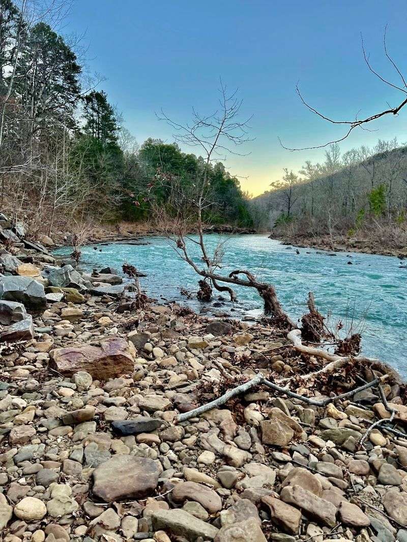Cool Current Flowing Through A Wide Emerald Basin