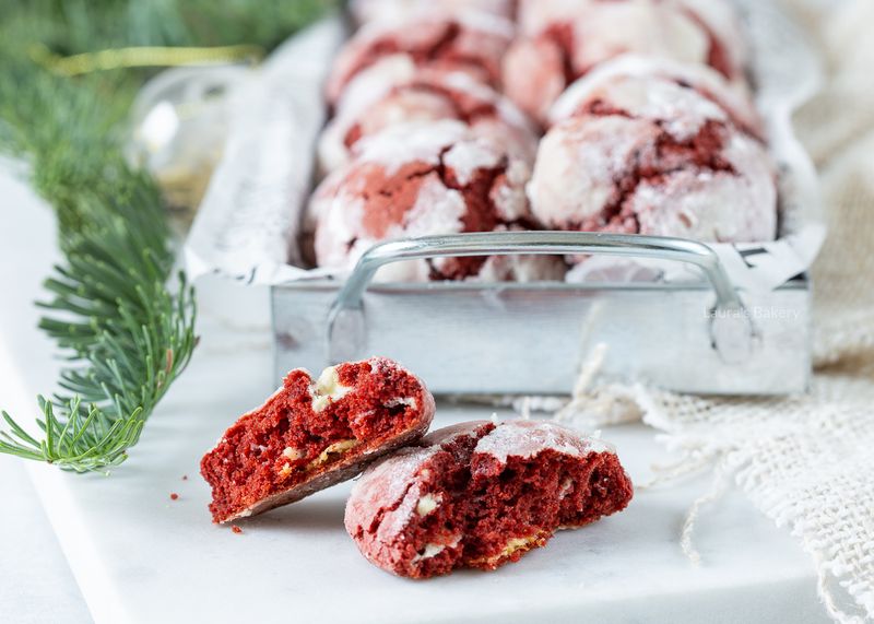 Red Velvet Crinkle Cookies