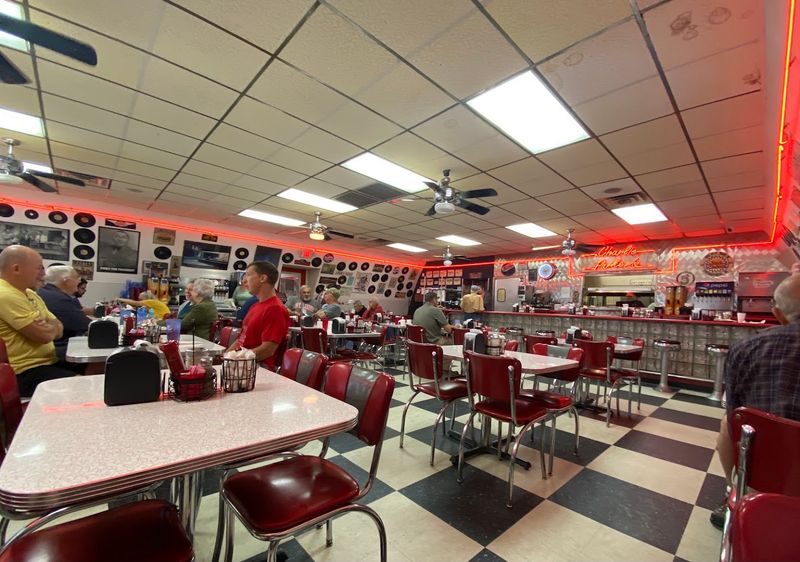 Retro decor and old-school diner mood