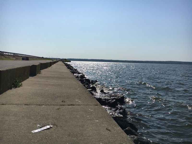 Rocky Riprap Along The Dam Doubles As A Sunroom