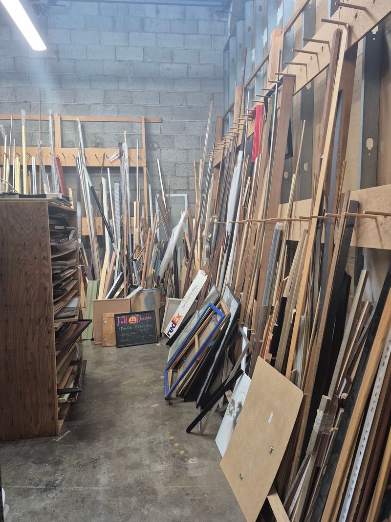 Rows Of Fabric, Paper, And Frames Waiting For A Purpose Rows Of Fabric, Paper, And Frames Waiting For A Purpose