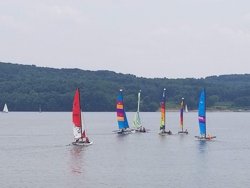 Sailboats Gliding Across Lake Arthur