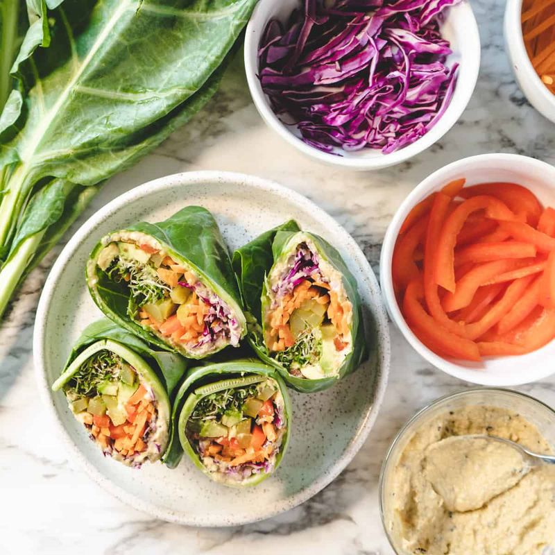 Hummus and Veggie Collard Wraps