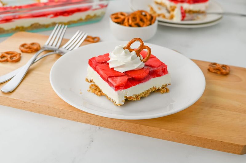 Strawberry Pretzel Jello Squares