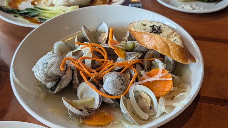 Sauteed Clams, Salmon, and Sit-Down Plates