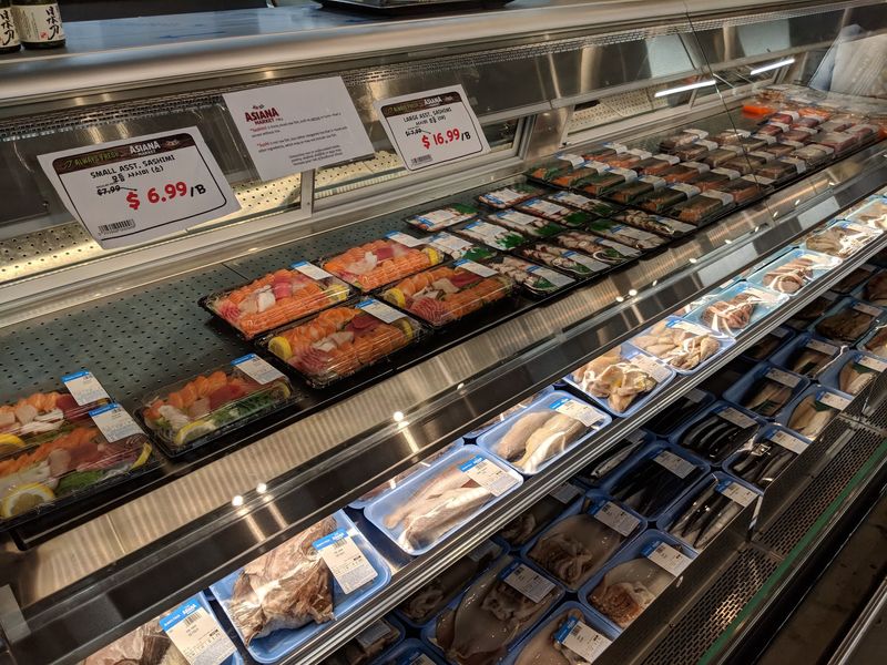 Seafood Counter With A Live Lobster Tank
