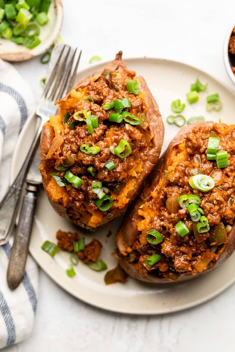 Sloppy Joe Stuffed Sweet Potatoes