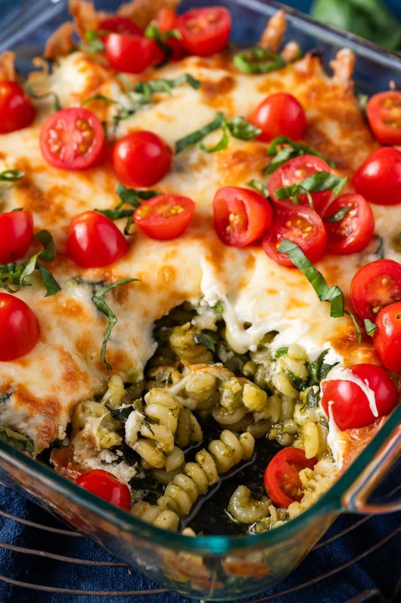 Patriotic Pesto Pasta Bake