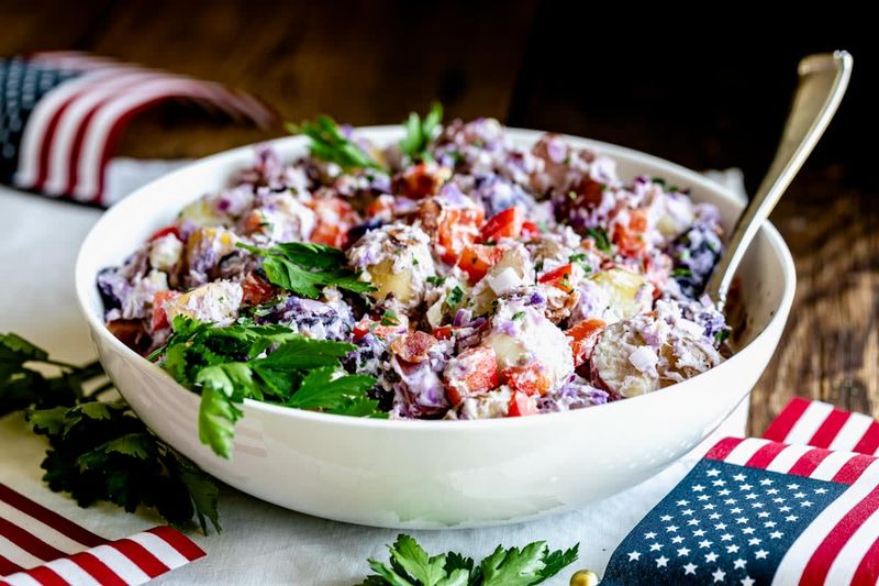 Loaded Patriotic Potato Salad