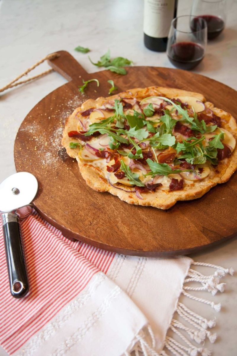 Duck Pizza With Pear And Hazelnuts