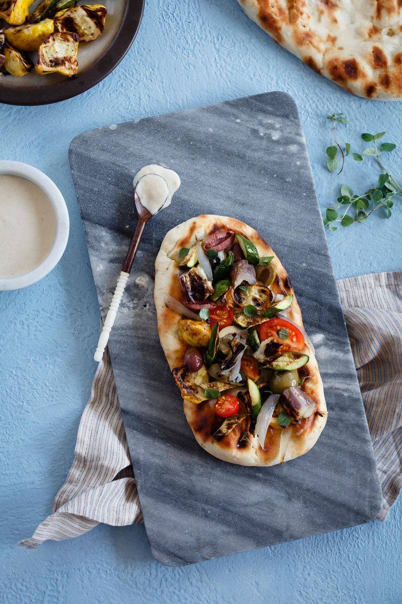 Grilled Vegetable and Hummus Flatbreads